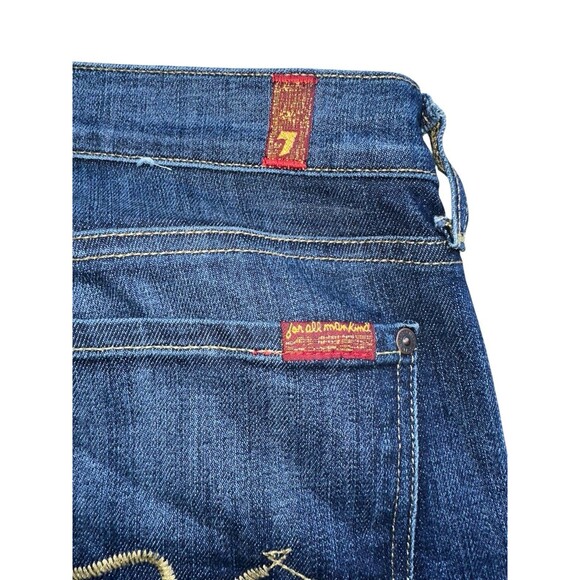 7 For All Mankind Jeans Womens W28 Dark Blue Bootcut Stretch Designer Denim - Picture 10 of 16
